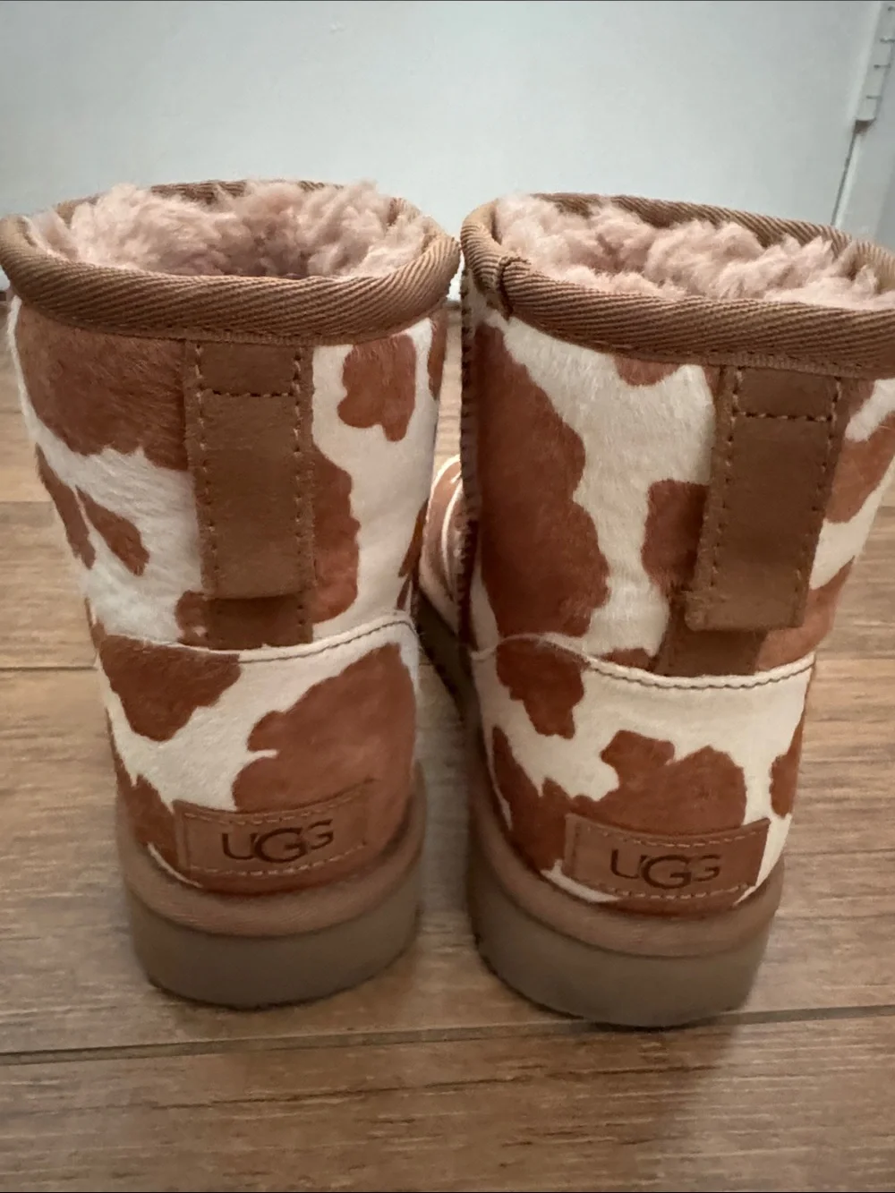 UGG Chestnut and White Cow Print Classic Short Boots